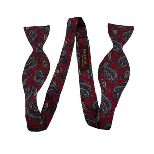 Vintage Boyds Mens Self Tie Bow Tie Red Blue Paisley Print